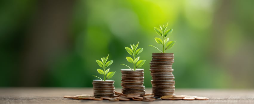 The growth of plants symbolizing financial success and investment opportunities. photo