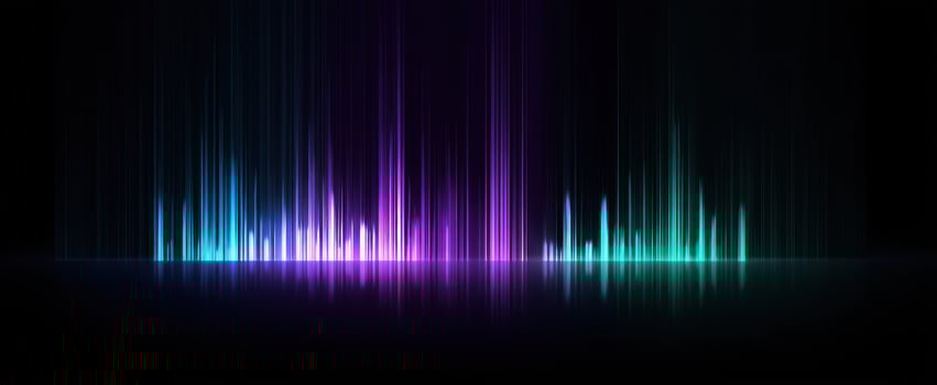 The captivating sound wave visualization in vibrant neon colors against a dark background. photo