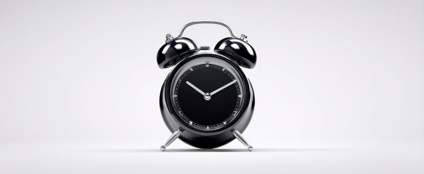 The classic black alarm clock on a clean minimalist background photo