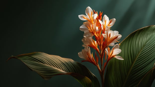 White And Orange Tropical Flower Close Up photo