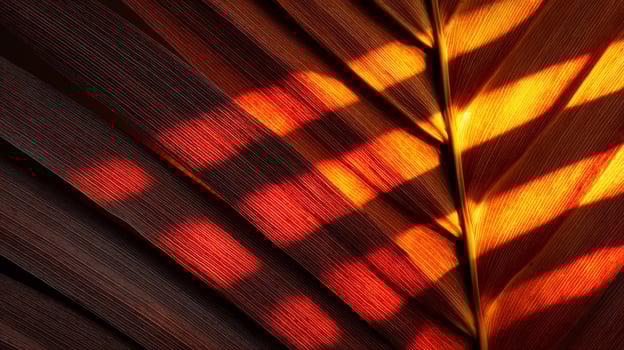 Close-up of a Tropical Palm Leaf with Warm Lighting photo