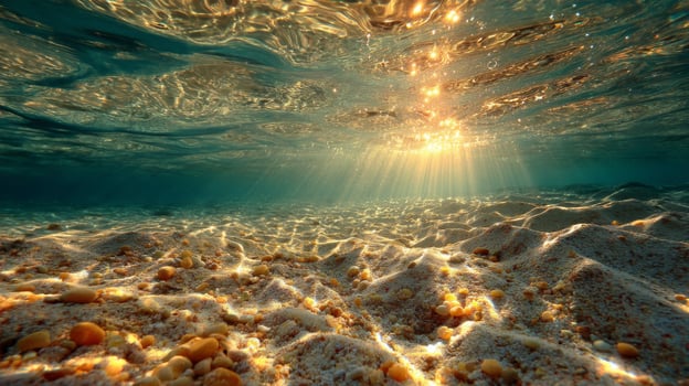 Underwater Sunlight on Sandy Ocean Floor photo