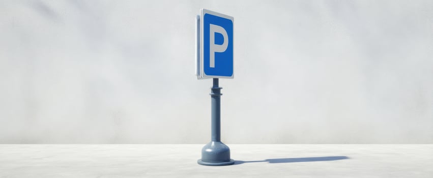 The Parking Sign With Bold Blue Design Against A Minimalist Background photo