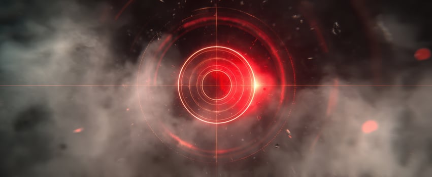 The Red Circular Target Illuminated in a Smoky Digital Atmosphere photo
