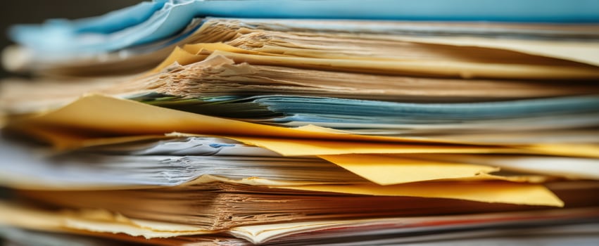 The Stack of Colorful Papers and Documents in a Busy Office Environment photo