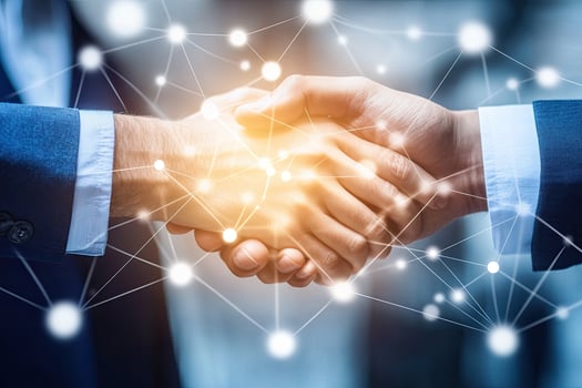 Business partnership, digital connection photo