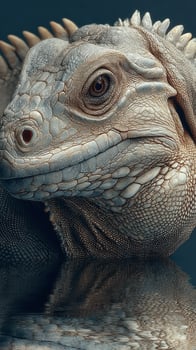 Detailed close-up of an iguana displaying unique textures and colors, showcasing its distinctive features and environment photo
