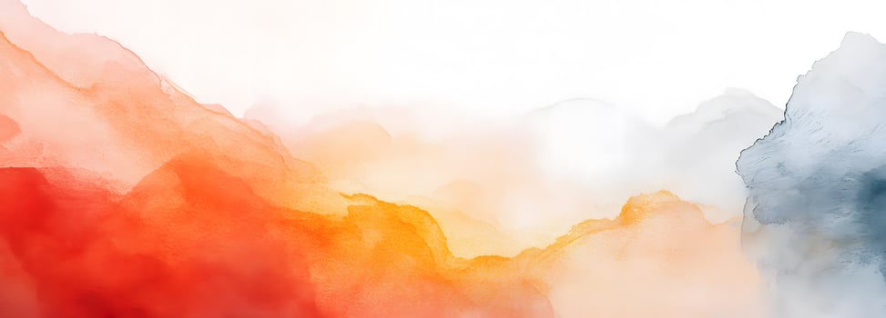 Abstract watercolor background displays blended tones of red, orange, yellow, grey, and blue hues photo