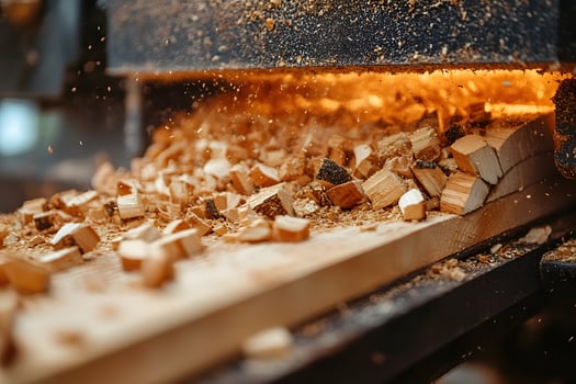 Woodworking Precision Sawing Process with Wood Shavings for Carpentry Artistry and Craft photo