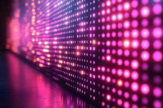 Vibrant Light Display Wall with Pink and Purple LED Lights for Digital Art and Design photo