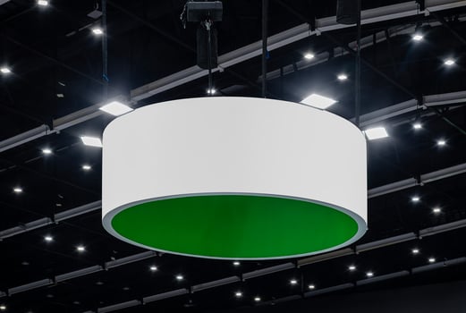 Hanging white banner circle billboard photo