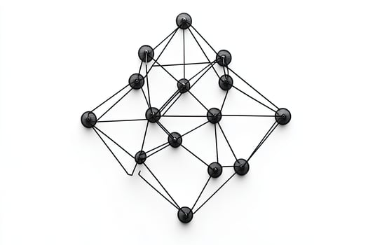 A black and white image of a network of dots photo