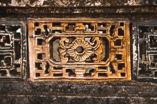 Beautifully Detailed Ornate Chinese Window Grunge Texture Background for Artistic Design. photo
