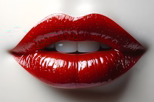 Glossy Red Lips Close-Up for Beauty and Makeup Concepts photo