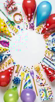 Vibrant Birthday Party Supplies Flat Lay photo
