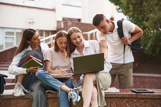 Outside together. ,Group ,of ,students photo