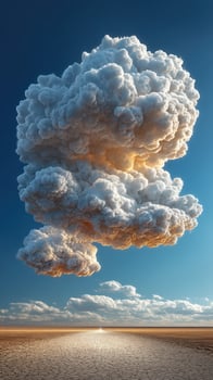 Majestic cloud formation above a dry landscape during sunset, showcasing nature's beauty and atmospheric wonders photo