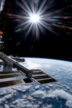 The international space station is seen from space photo