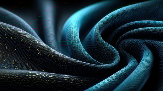Elegant deep teal fabric with intricate texture flowing in soft folds under gentle light photo