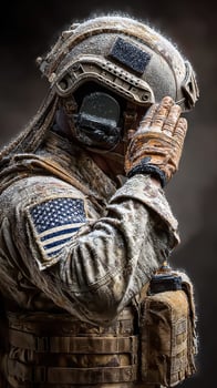 Military personnel in cold weather salute, showcasing dedication and resilience amidst snow and ice photo