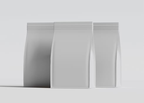 Three blank gray bags upright front view photo