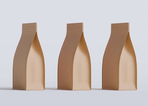 Three paper bags diagonal row studio light photo