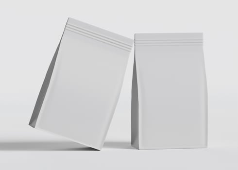 Two light gray bags parallel front view photo