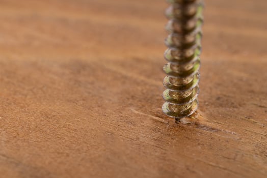 Metal Screw Driven Into Wooden Plank photo