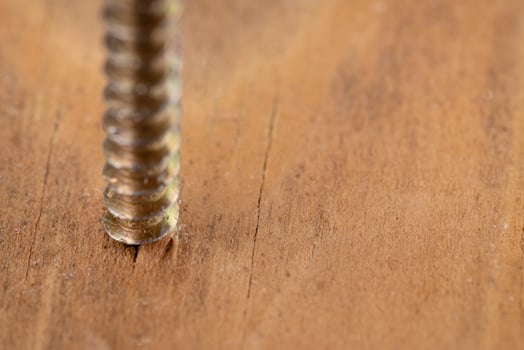 Detailed Screw Thread In Wood Grain photo