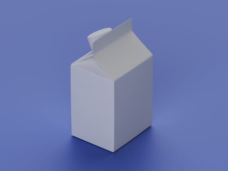 Blank gray beverage carton on blue background photo