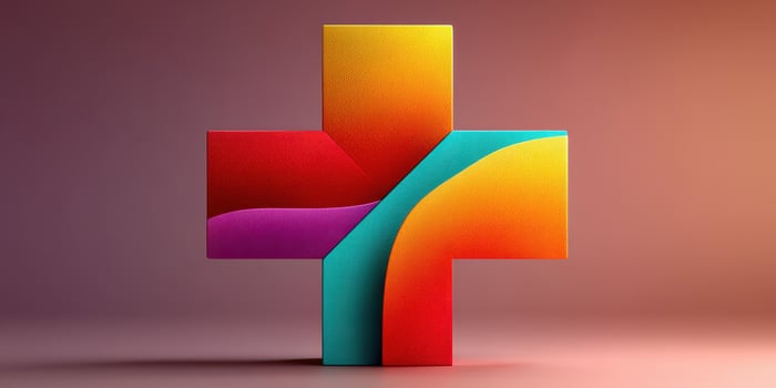 Colorful abstract shapes create a modern artistic structure with smooth curves in a warm gradient background photo