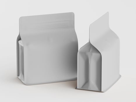Two white paper bags with a zipper on the side photo