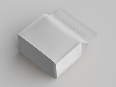 White plastic packaging on a gray background photo