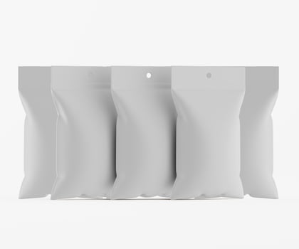 Four white bags on a white surface photo