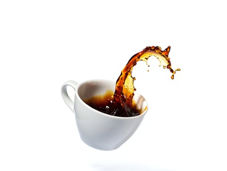 Coffee Background Dynamic Coffee Splash in White Cup Fresh Brew Energy Caffeine photo