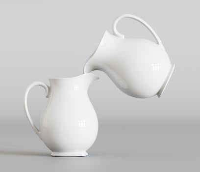 White ceramic pitcher 3d render photo
