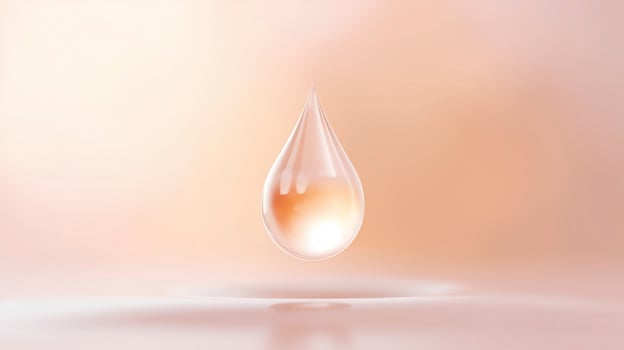 Transparent water droplet suspended in air with soft gradient background creating a serene and calming atmosphere for design and relaxation concepts photo