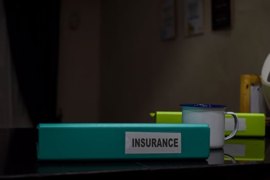 folders with the label Insurance, Business management concept photo