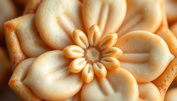 close up of a pastry with a flower decoration photo