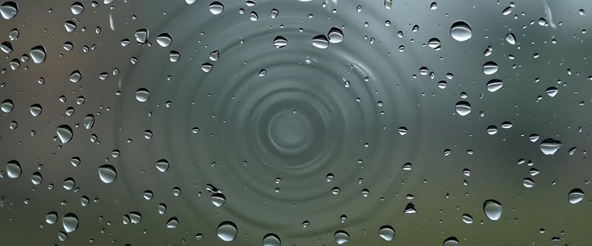 rain drops on a window with a green background photo