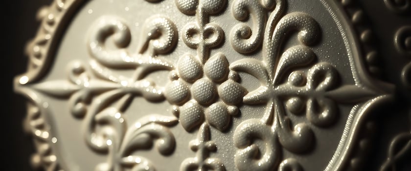 A close up of a decorative decorative pattern on a wall photo