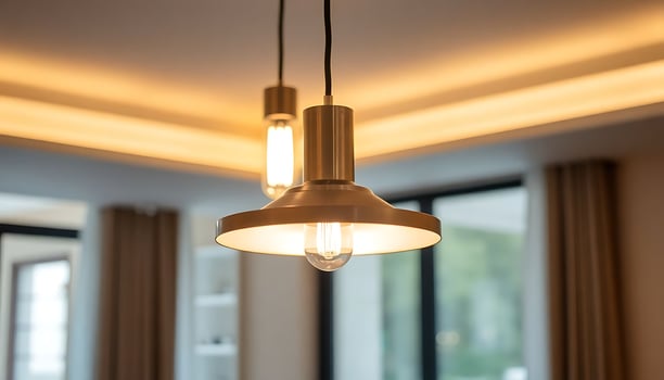 A light fixture hanging from the ceiling in a room photo