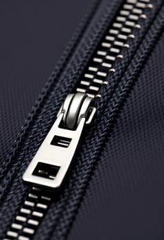 close up of a zipper on a blue suitcase photo