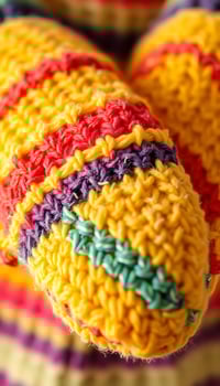 close up of a colorful crocheted object photo