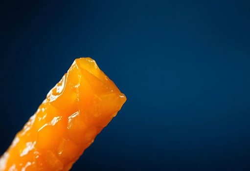 close up of a piece of fruit on a stick photo