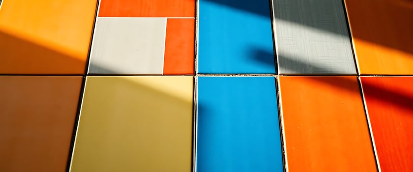 close up of a tiled floor with different colors photo