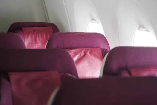 Empty airplane cabin before boarding passengers photo