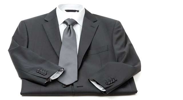 Elegant Gray Suit with White Shirt and Tie on White Background photo
