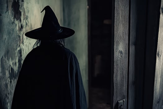 Mysterious figure in a dark abandoned setting photo