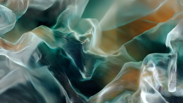 Abstract fractal silk wave flowing with teal turquoise and amber hues in a fluid movement photo